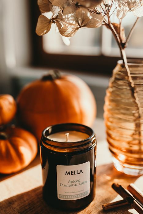 Large and Small Amber Glass Candle Jars